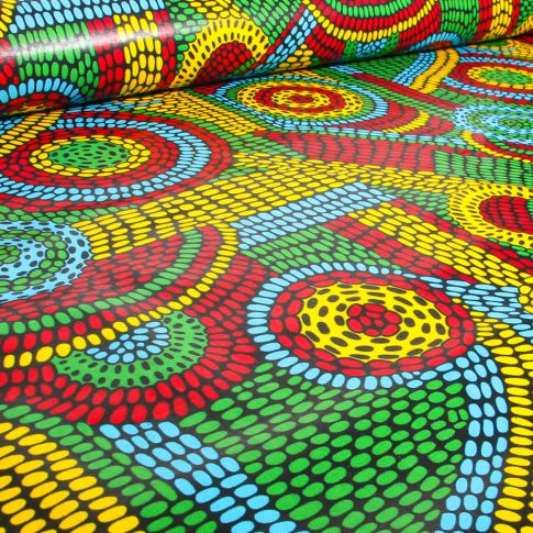Tissu Wax africain n°  753 sur fond Vert
