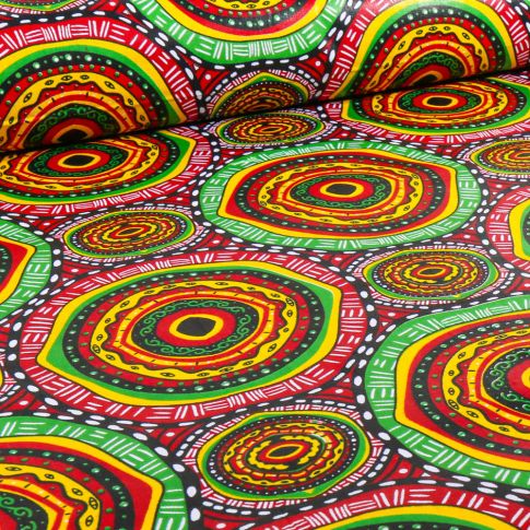 Tissu Wax africain n°  755 sur fond Rouge