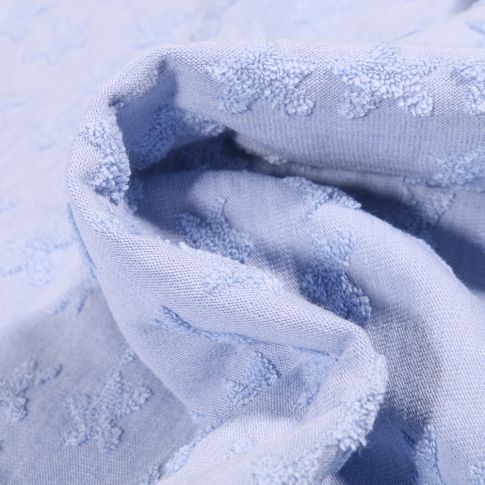 Tissu Jersey Coton Etoiles en relief Elisa Bleu clair