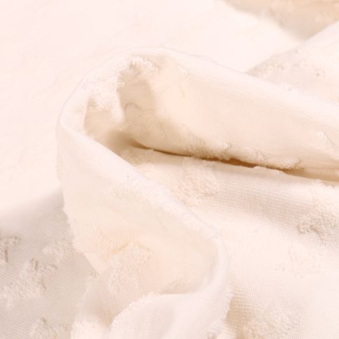 Tissu Jersey Coton Etoiles en relief Elisa Ecru