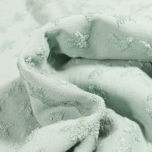 Tissu Jersey Coton Etoiles en relief Elisa Vert d'eau