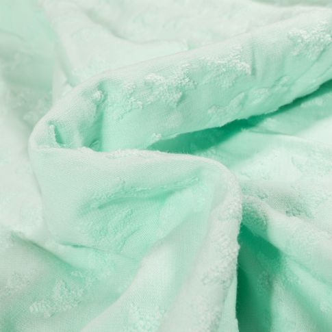 Tissu Jersey Coton Etoiles en relief Elisa Vert menthe