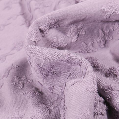Tissu Jersey Coton Etoiles en relief Elisa Lilas