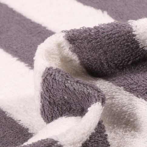 Tissu éponge Rayures grises sur fond Blanc cassé