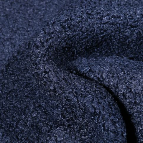 Tissu Lainage bouclettes Bleu denim