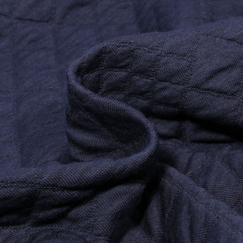 Tissu Sweat matelassé Losanges Bleu marine