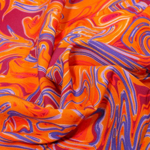 Tissu Viscose Hippy sur fond Orange