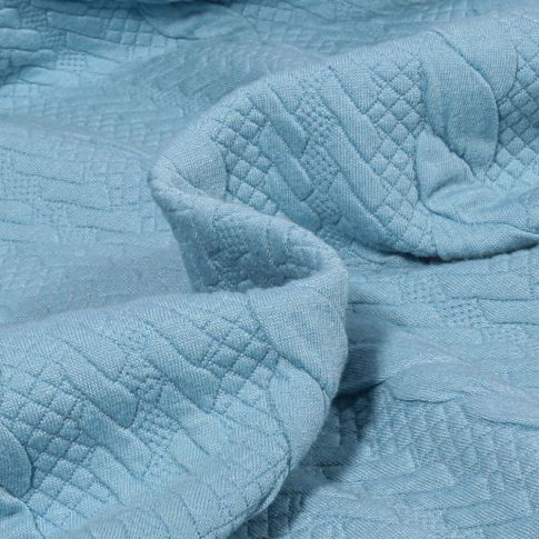 Tissu Sweat matelassé torsadé Bleu