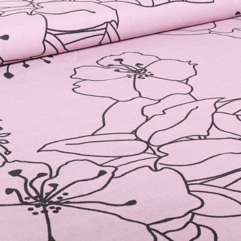 Tissu Lange de coton Fibre Mood Kalma sur fond Rose pâle