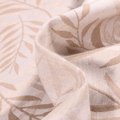 Tissu Jacquard Bamboo sur fond Beige