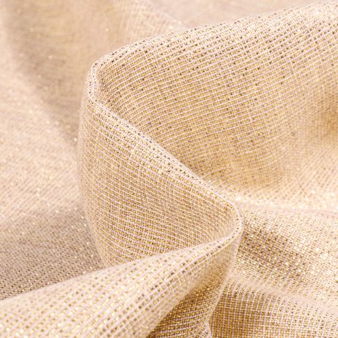 Tissu Voilage aspect lin Métallisé Grande largeur Or
