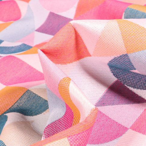 Tissu Toile jacquard Iggy multicolore sur fond Blanc cassé