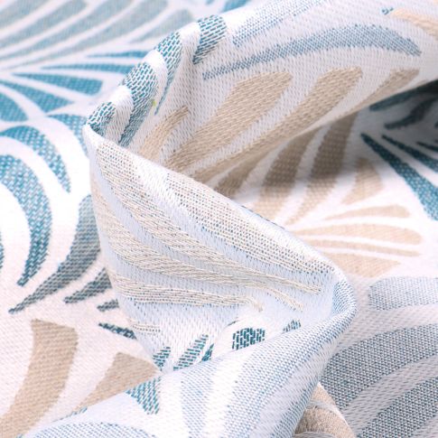 Tissu Toile jacquard Janis bleu sur fond Blanc