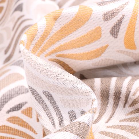 Tissu Toile jacquard Janis jaune et beige sur fond Blanc