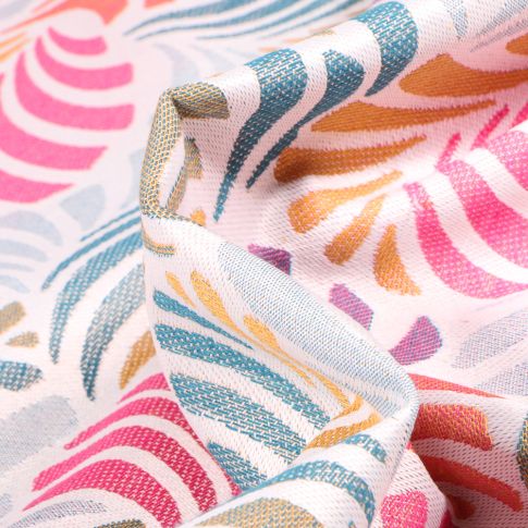 Tissu Toile jacquard Janis multicolore sur fond Blanc