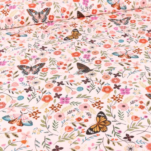 Tissu Coton Dashwood Studio Aviary papillons sur fond Ecru