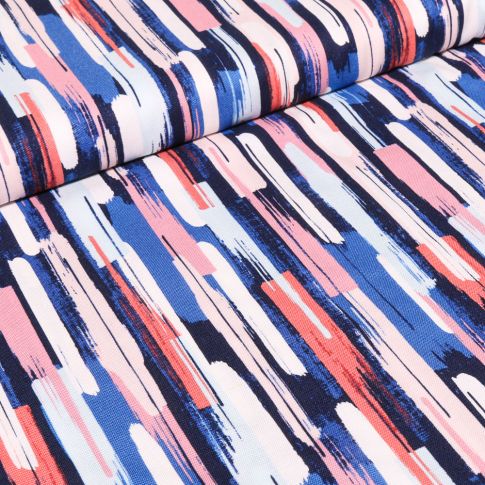 Tissu Coton Dashwood Studio Rayures colorées sur fond Bleu