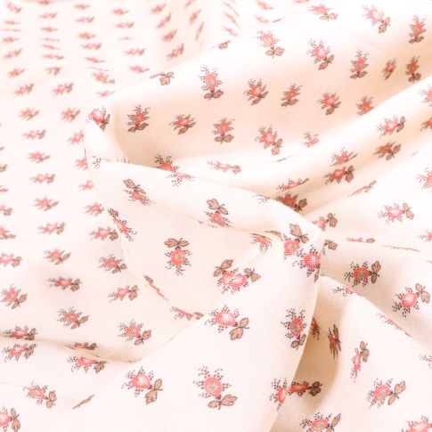 Tissu Viscose Dashwood Studio Dutch Heritage fleur sur fond Blanc