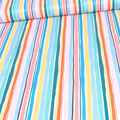 Tissu Coton Dashwood Studio Habitat rayures sur fond Blanc