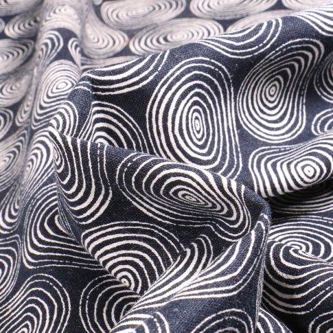 Tissu Coton Lin Dashwood Studio Midnight Garden sur fond Bleu marine