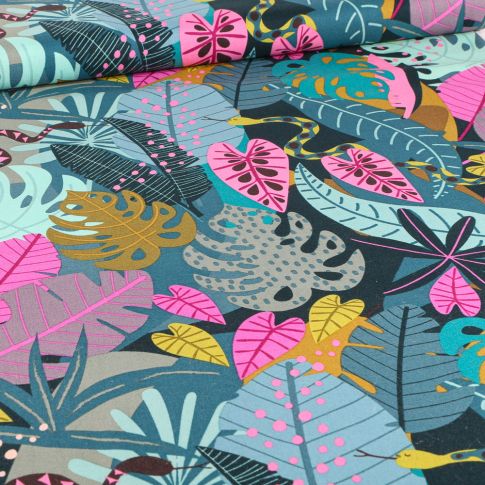 Tissu Coton Dashwood Studio Night jungle sur fond Bleu foncé
