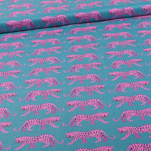  Tissu Coton Dashwood Studio Night jungle sur fond Bleu ardoise