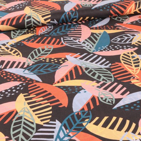Tissu  Liberty of London Menphis Trail A sur fond Noir