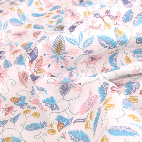 Tissu  Liberty of London Jitter Bug C sur fond Blanc
