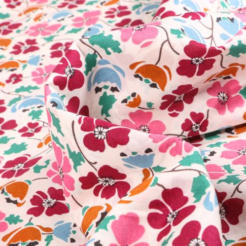 Tissu Liberty of London Edie A sur fond Blanc