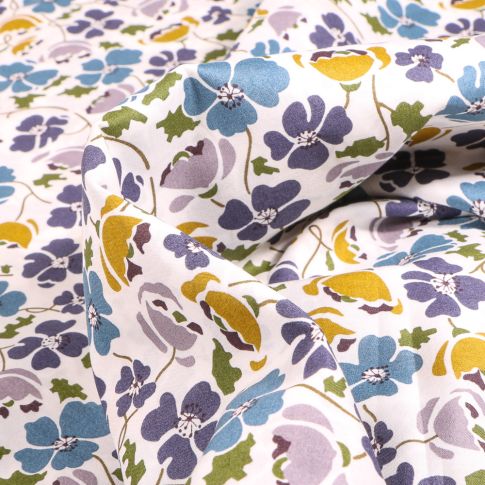 Tissu Liberty of London Edie B sur fond Blanc