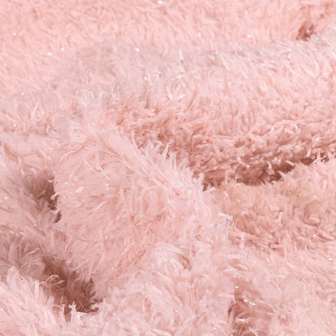 Tissu  Fausse fourrure Fantaisie sur fond Rose bébé
