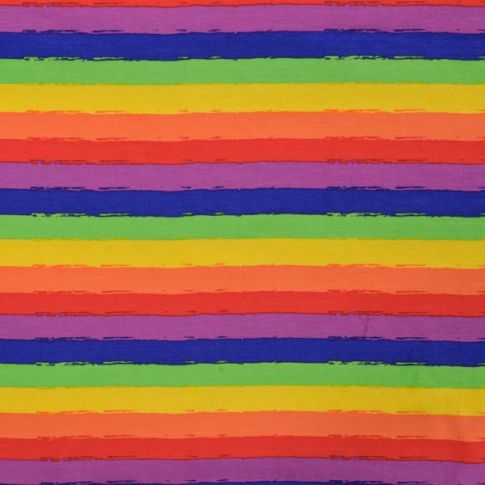 Tissu Jersey Coton Rayures sur fond Multicolore
