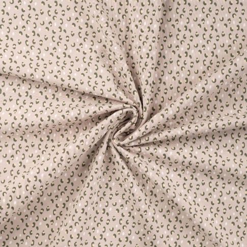 Tissu Jersey Coton imprimé Léopard sur fond Rose poudré