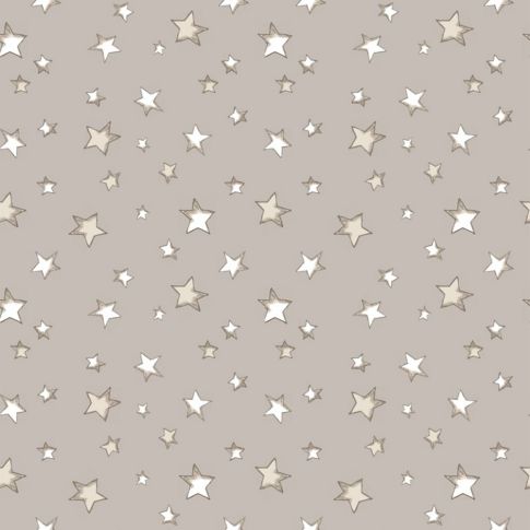Tissu Jersey Coton imprimé beiges et blanches sur fond Taupe