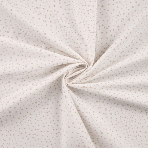 Tissu Popeline de Coton  pois taupes Zeli sur fond Ecru