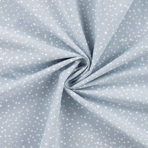 Tissu Popeline de Coton  pois blancs Zeli sur fond Bleu ciel