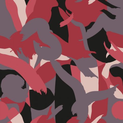 Tissu Sweat léger French Terry Swipes rouge sur fond Noir