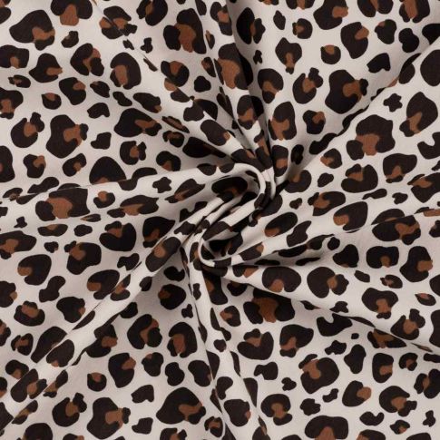 Tissu Jersey stretch Félina sur fond Beige clair