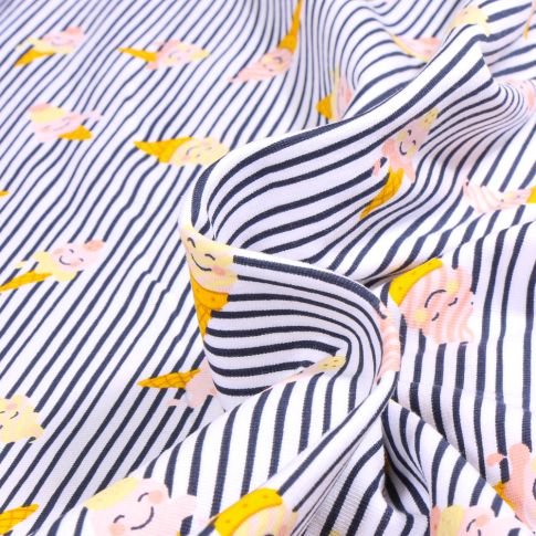 Tissu Jersey Coton Glaçe à l'italienne sur fond Blanc