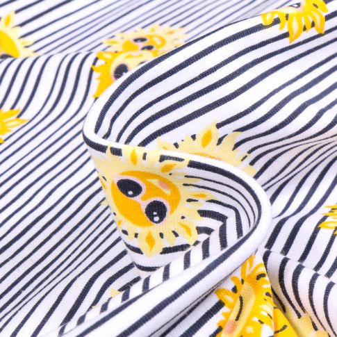 Tissu Jersey Coton Sunny sur fond Blanc