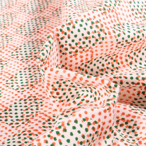 Tissu Coton imprimé Chally Pois sur fond Blanc