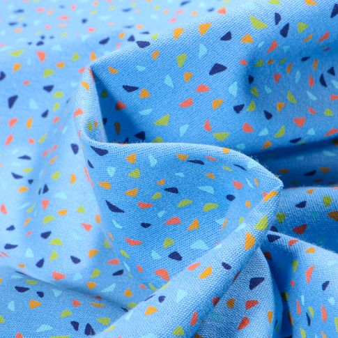 Tissu Coton imprimé Chally Confettis de triangles sur fond Bleu