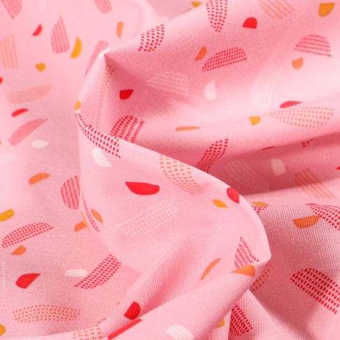 Tissu Coton imprimé Chally Demi-Cercles sur fond Rose