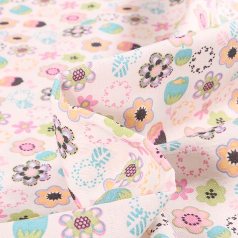 Tissu Coton imprimé Chally Ingrid sur fond Blanc