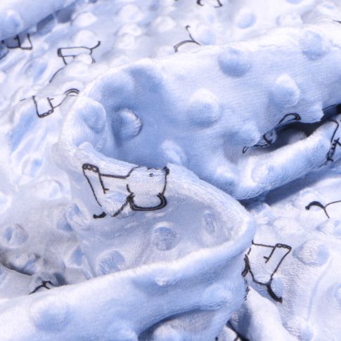 Tissu Minky Ultra doux Pois Eléphanteaux sur fond Bleu ciel