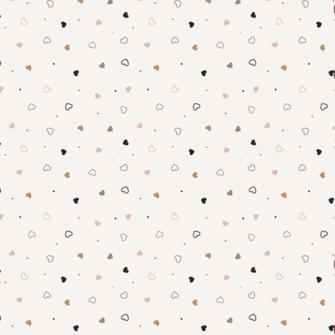 Tissu Jersey Velours tout doux Petits Coeurs et points sur fond Blanc cassé