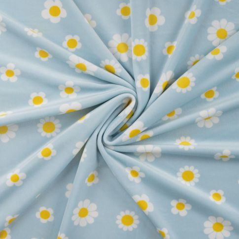 Tissu Minky Ultra doux Ultra doux Marguerites sur fond Bleu ciel