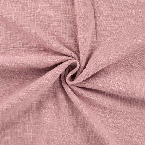 Tissu Double gaze aspect lin uni Vieux rose