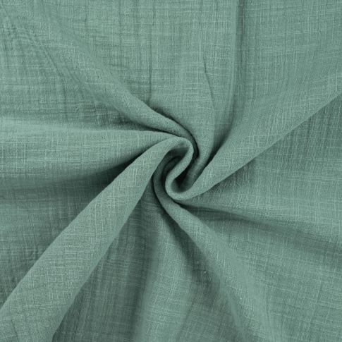Tissu Double gaze aspect lin uni Vert amande