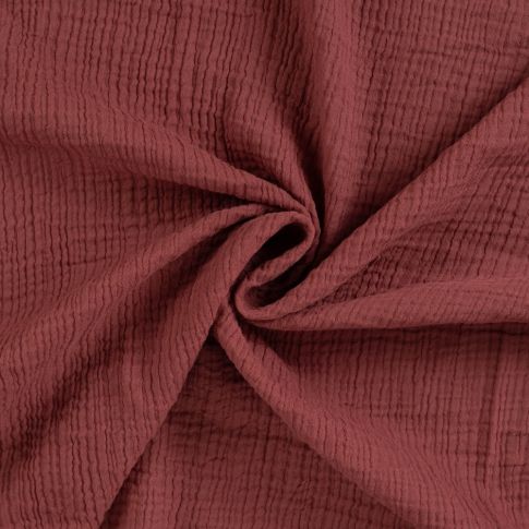 Tissu Double gaze de Coton Réversible uni Vieux rose